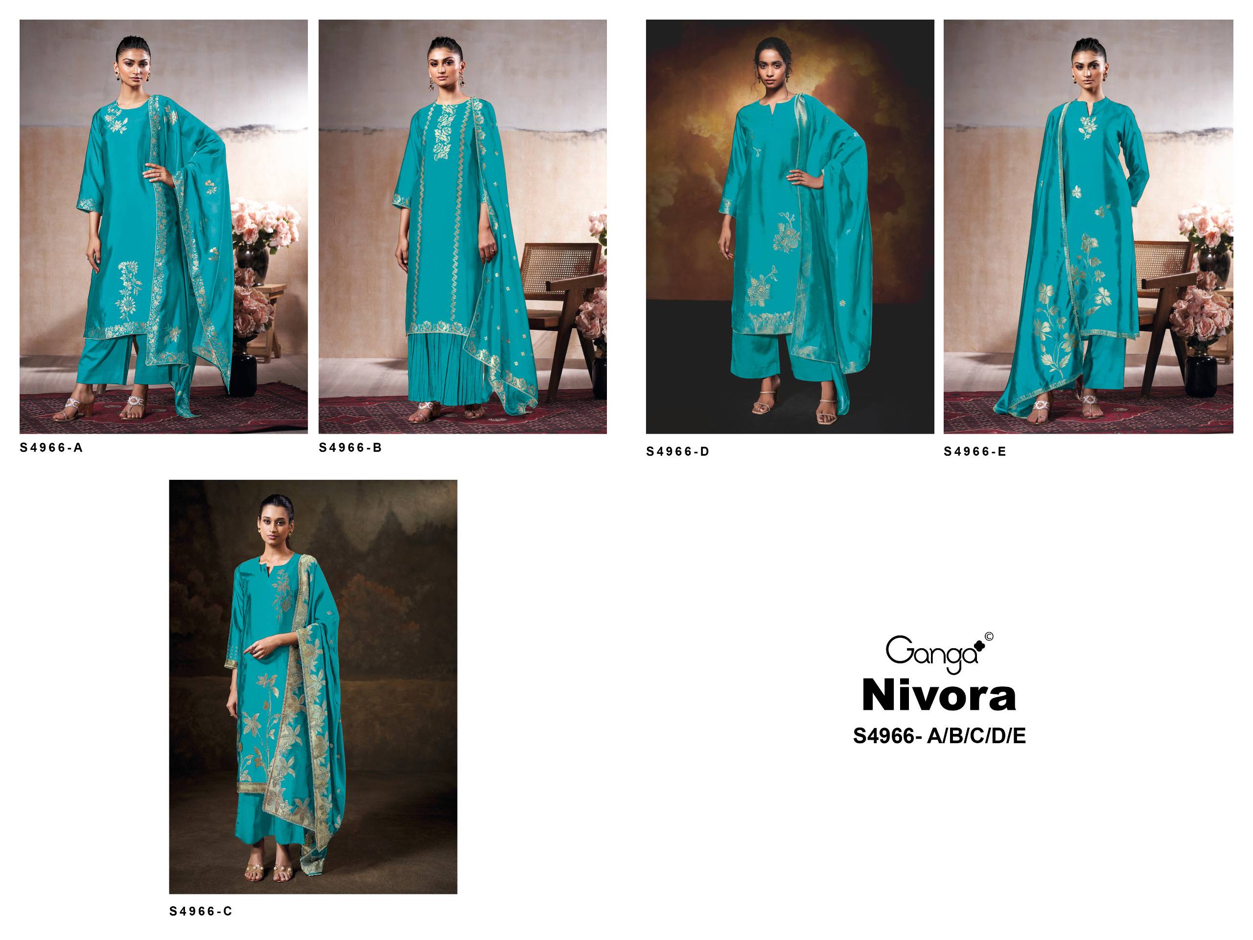 NIVORA 4966 Series By GANGA FASHION Stylish Beautiful Colourful PURE SILK Dresses At Wholesale Price
